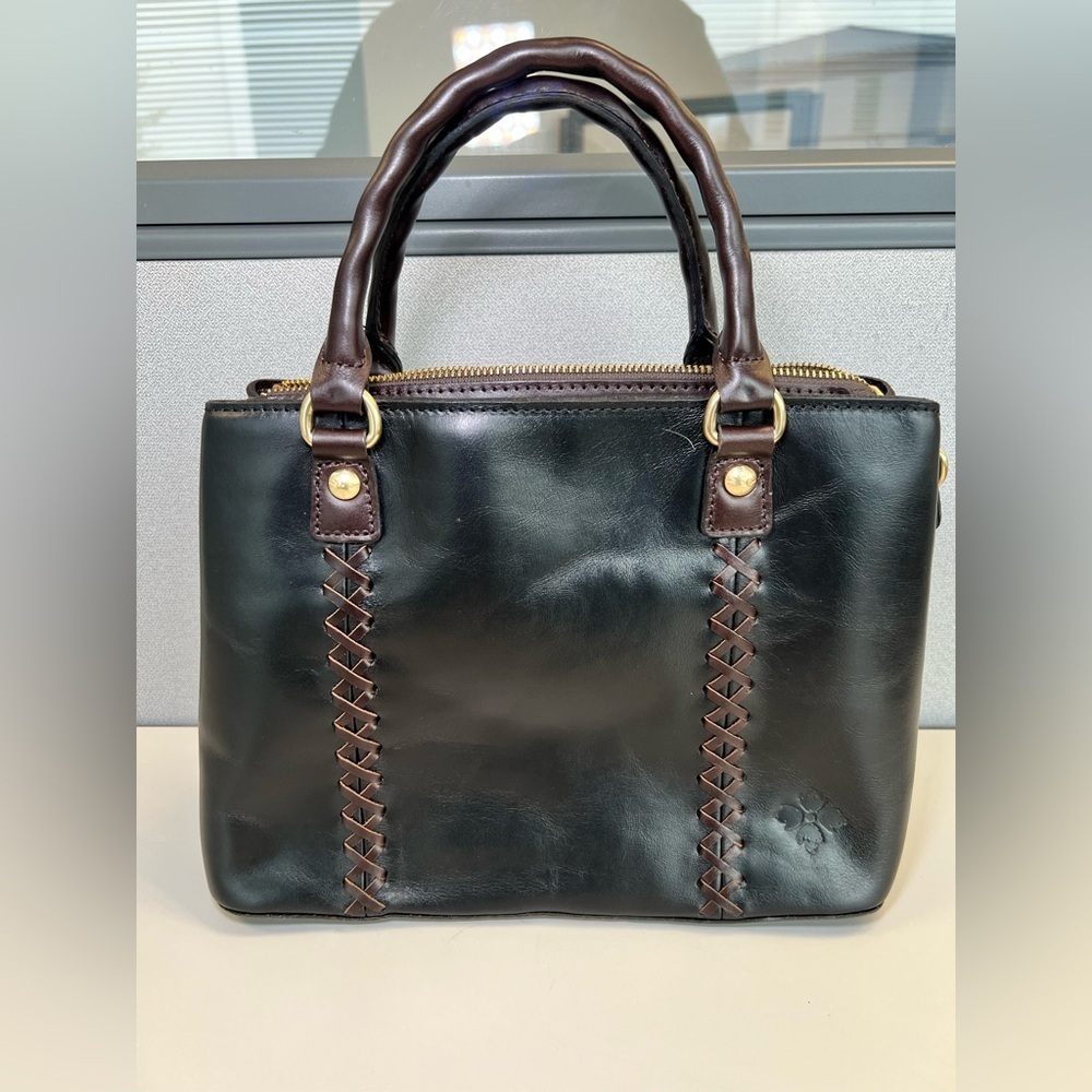 New Patricia Nash Dorothy Leather Satchel Braided Trim and Crossbody Strap - Picture 6 of 8